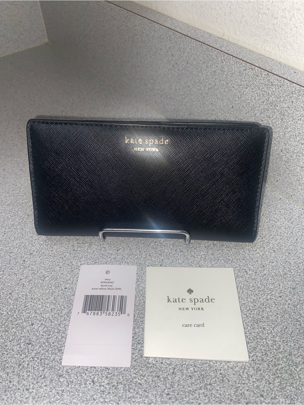 NWT Kate Spade Stacy Laurel Way Black Leather Wallet